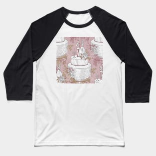 Wedding Cake Toile: Pink Baseball T-Shirt